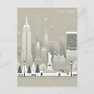 Iconic Statue of Liberty & NYC Skyline Holiday  Postcard