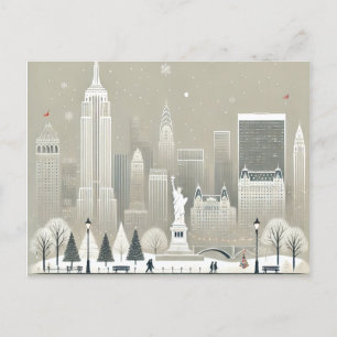 Iconic Statue of Liberty & NYC Skyline Holiday  Postcard