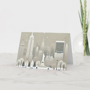 Iconic Statue of Liberty & NYC Skyline Holiday  Thank You Card
