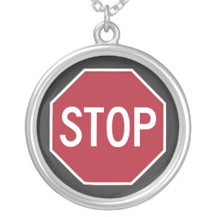 Iconic Stop Sign Silver Necklace