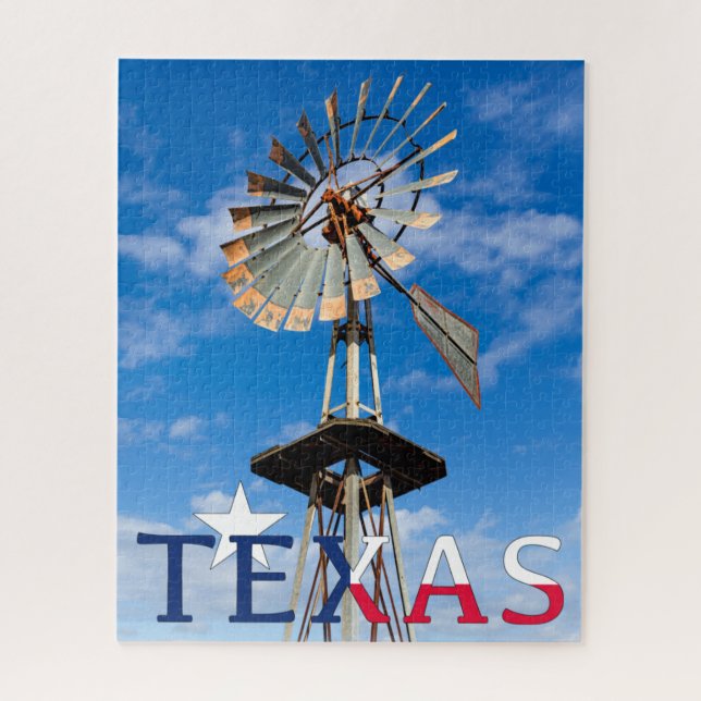 Iconic Texas Image, Windmill and Texas Logo Jigsaw Puzzle (Vertical)