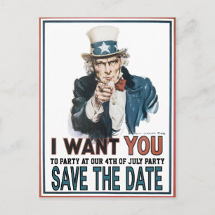 Iconic Vintage Uncle Sam Party Announcement Postcard