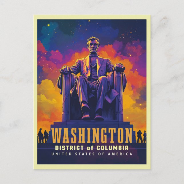 Iconic Washington D.C. with Lincoln Memorial Postcard (Front)