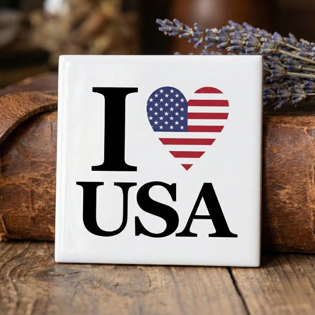Iconique "I ❤️ USA" Carreaux en céramique ("I ❤️ USA" Ceramic Accent Tile)