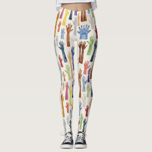 Icons Of Uplifted Hands Seamless Pattern Leggings