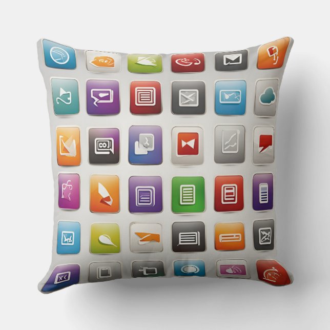 Icons Throw Pillow (Back)