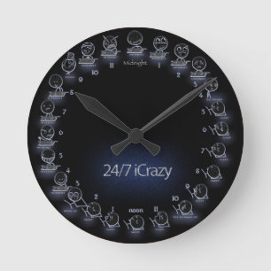 "iCrazy" Internet Geek 24 Hour Schedule Wall Clock
