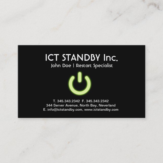 ICT cool green glow business card Standby (Front)