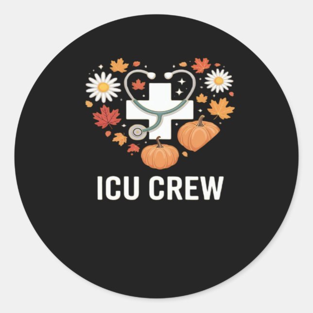 icu crew Classic T-Shirt Classic Round Sticker (Front)