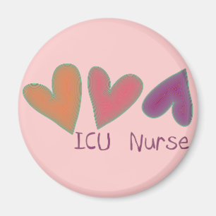 ICU Nurse 3 Hearts Magnet