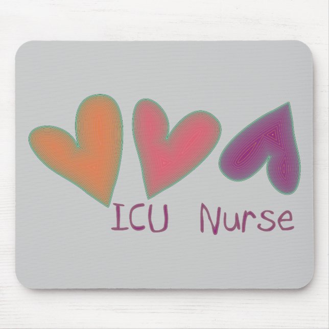 ICU Nurse 3 Hearts Mouse Pad (Front)