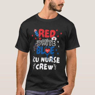 ICU Nurse 4th July American Flag Patriotic USA Ste T-Shirt