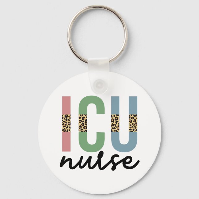 ICU Nurse Cheetah RN nurse Appreciation gifts  Keychain (Front)