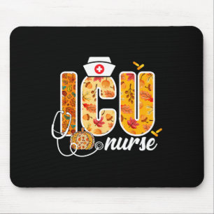 Icu Nurse Fall Autumn Leaves Thanksgiving Healthca Mouse Pad