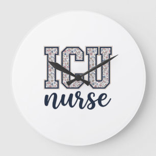 ICU Nurse Floral Varsity Shirt Design_1 Large Clock