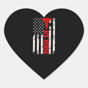 ICU Nurse Gift Registered Nurse Nursing July 4th Heart Sticker