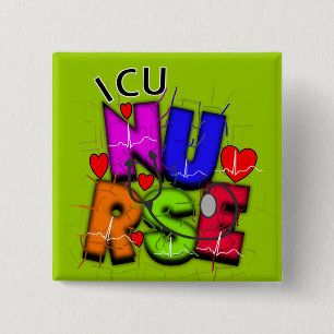 ICU Nurse Gifts, Artsy QRS design 2 Inch Square Button