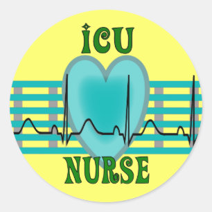 ICU Nurse Gifts,  QRS & Heart Design Classic Round Sticker