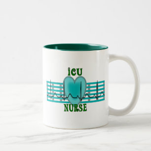 ICU Nurse Gifts,  QRS & Heart Design Two-Tone Coffee Mug