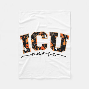 Icu Nurse Halloween Critical Care Ccu Intensive Ca Fleece Blanket