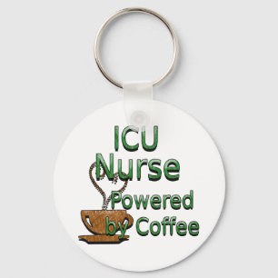 ICU Nurse Powered by Coffee Keychain