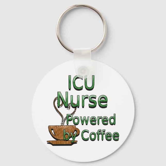 ICU Nurse Powered by Coffee Keychain (Front)