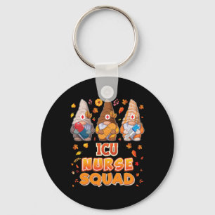 Icu Nurse Squad Gnomes Thanksgiving Grateful Fall Keychain