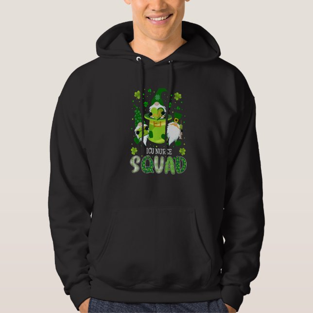 Icu Nurse Squad Nursing St Patrick Day Gnomes Iris Hoodie (Front)
