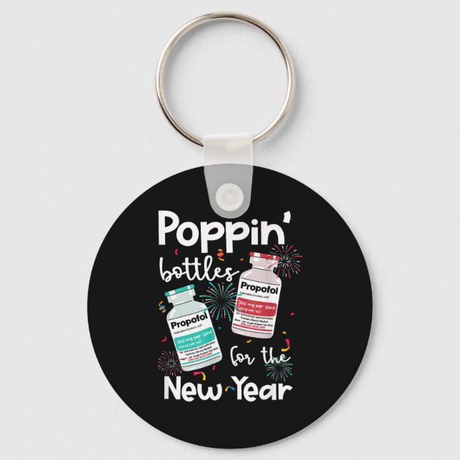 Icu Nurses New Year Eve Outfits Pn Bottles Cu Er N Keychain (Front)