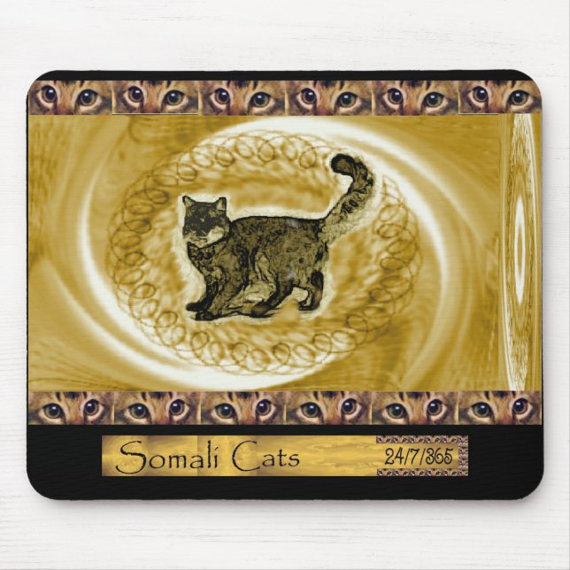ICU Somali Cat Scribbles Mouse Pad (Front)