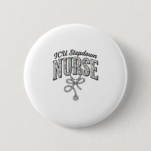 ICU Stepdown Nurse Vintage Floral Stethoscope Shir 2 Inch Round Button