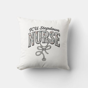 ICU Stepdown Nurse Vintage Floral Stethoscope Shir Throw Pillow