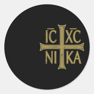 Icxc Nika Christogram Cross Orthodox Christian Dis Classic Round Sticker