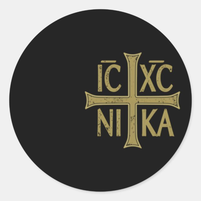 Icxc Nika Christogram Cross Orthodox Christian Dis Classic Round Sticker (Front)