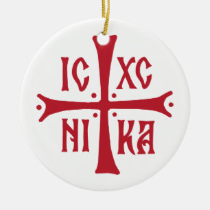 ICXCNIKA cross orthodox religion christianity symb Ceramic Ornament