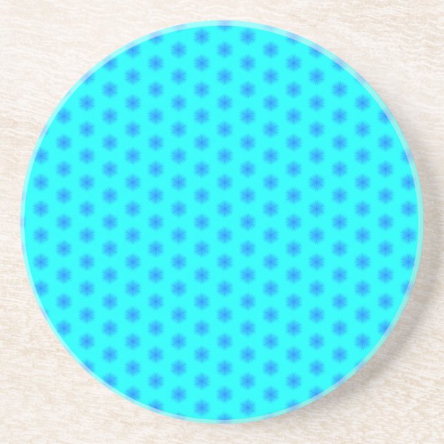 Icy Aqua and Blue Snowflake Pattern Coaster (Front)