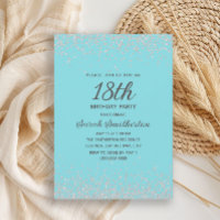 Icy Aqua Blue Silver Diamond Glitter 18th Birthday