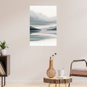 Icy Blue and Beige Abstract Seascape Poster