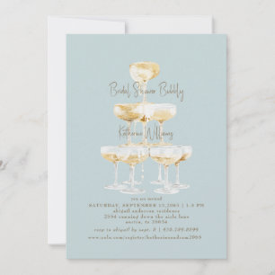 Icy Blue Bridal Shower Bubbly Champagne Invitation