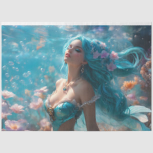 Icy Blue Elegant Mermaid Decoupage Paper v4