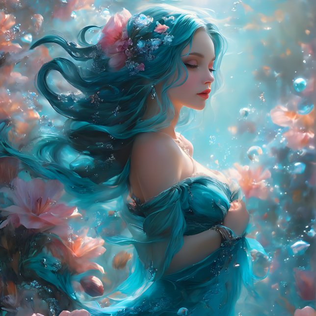 Icy Blue Elegant Mermaid Decoupage Paper v5 (Creator Uploaded)