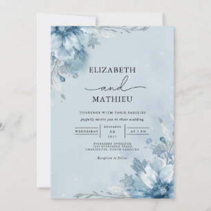 Icy Blue Floral Archway Wedding Invitation