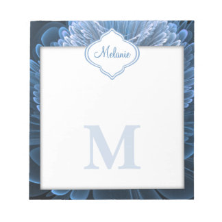 Icy Blue Floral Monogram Notepad