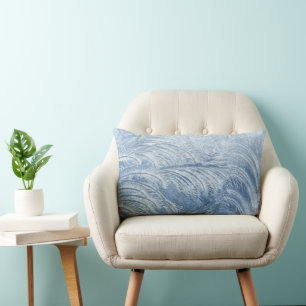 Icy blue frost Christmas throw pillow