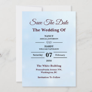 Icy Blue Frost Shimmer Design Save The Date