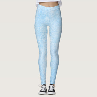 Icy Blue Frost Texture Pattern Leggings