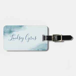 Icy Blue Frosted Watercolor Luggage Tag
