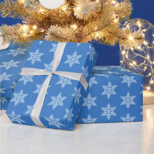Icy Blue Frozen Winter Frosty Snowflakes Christmas Wrapping Paper