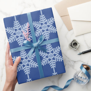 Icy Blue Frozen Winter Frosty Snowflakes Christmas Wrapping Paper