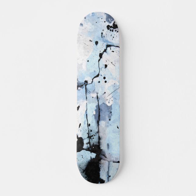 Icy Blue Grunge Crackle Abstract Skateboard (Front)